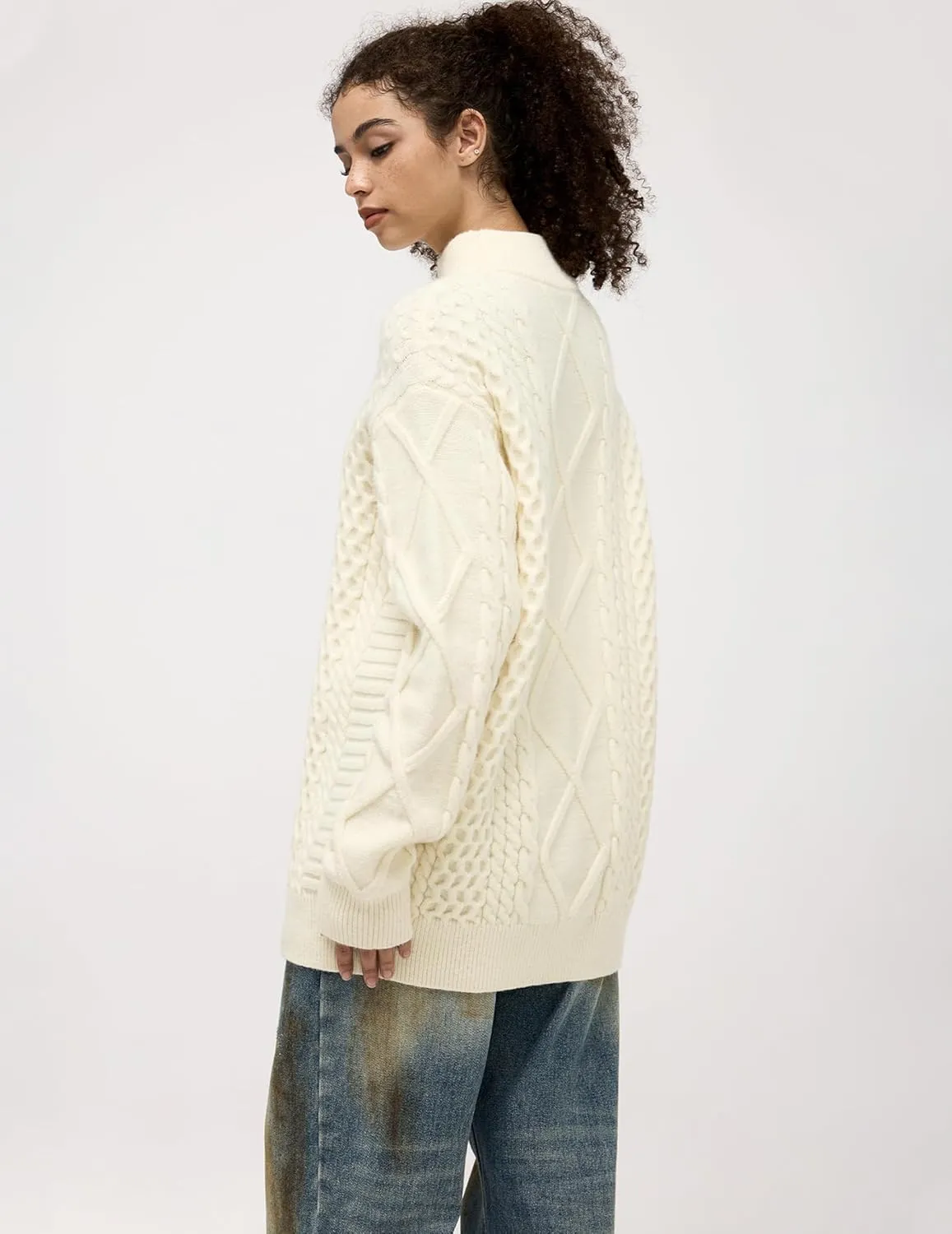 Aelfric Eden Oversized Sweater for Women Turtleneck Long Sleeve Sweater Arctic Velvet Knit Pullover