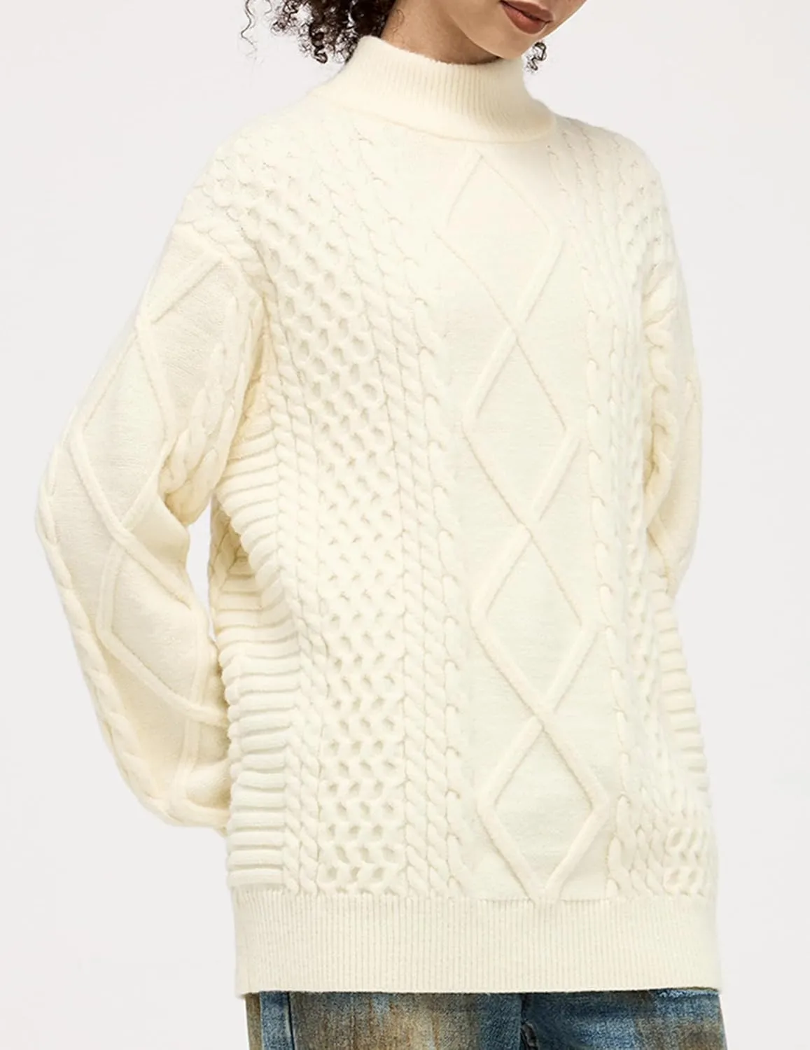 Aelfric Eden Oversized Sweater for Women Turtleneck Long Sleeve Sweater Arctic Velvet Knit Pullover