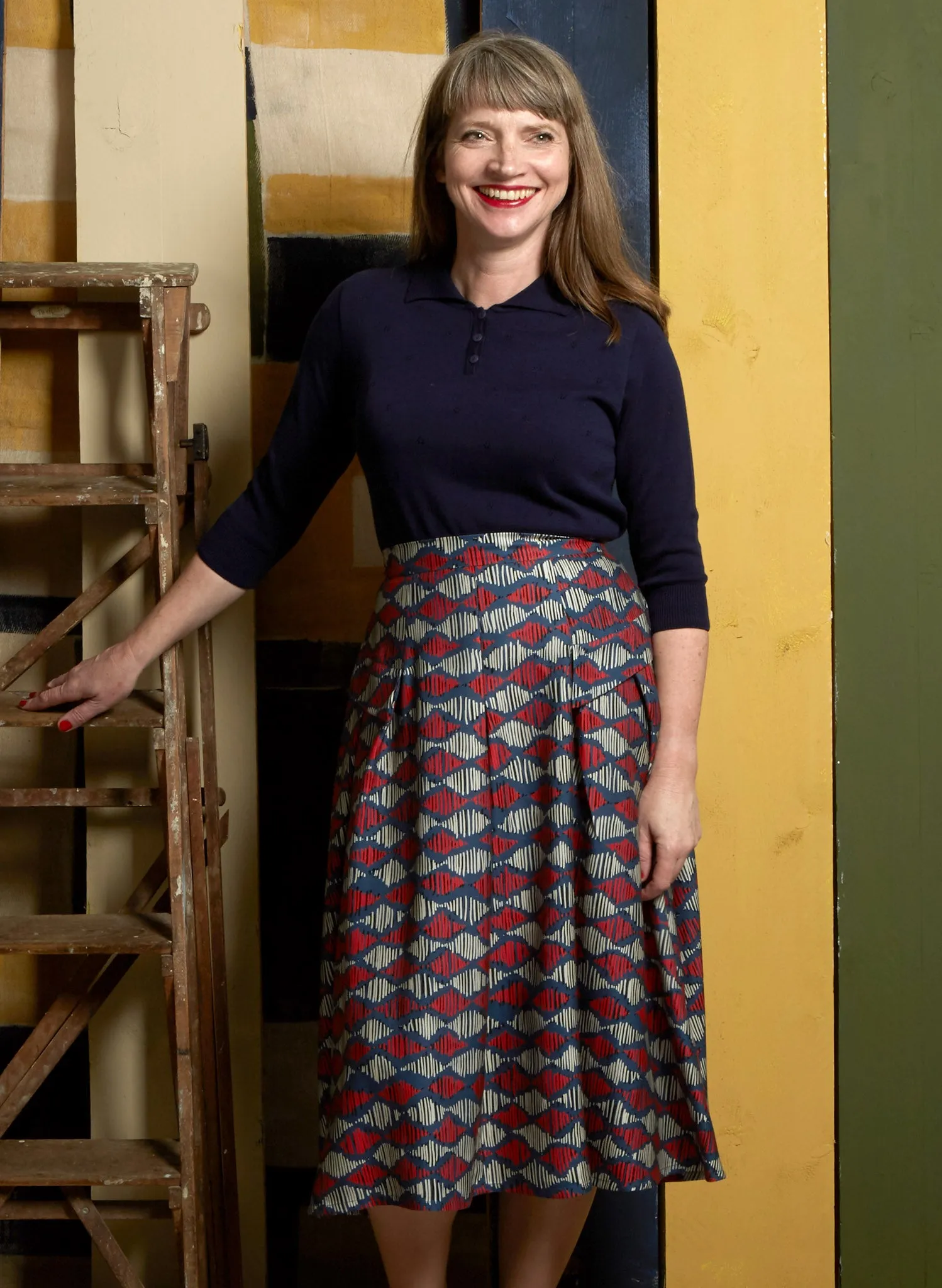 Aila Knitted Cotton Top - Navy