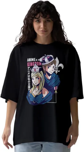 Anime Kingdom Trendy Oversized T-Shirts for Women, Cotton T-Shirts, Perfect for Casual Wear & Gifting | WB.6.23