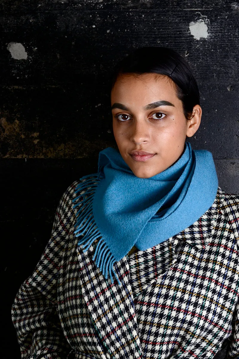 Burberry Blue Cashmere Vintage Scarf w/ Fringe