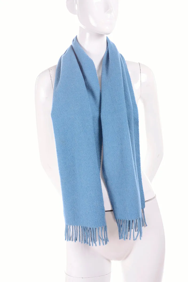 Burberry Blue Cashmere Vintage Scarf w/ Fringe