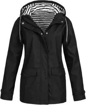 Cdiecer Raincoat Women Waterproof Hooded Trench Coats Plus Size Windbreaker Hiking Running Jacket Spring Rain Jackets