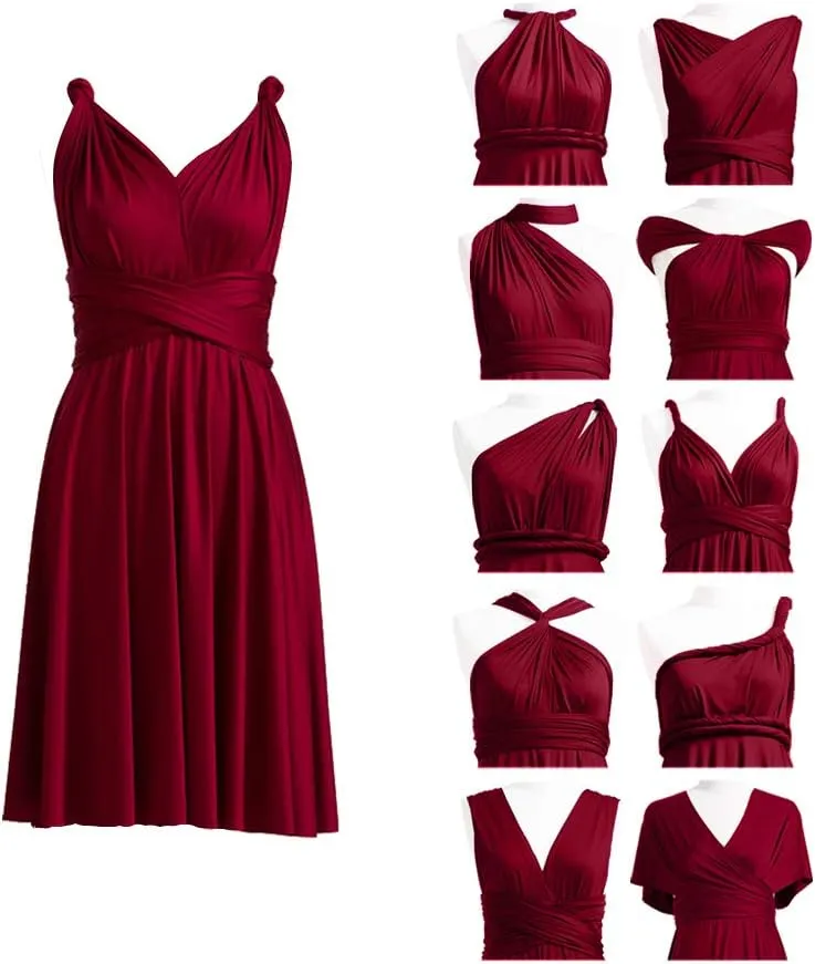 Convertible Dress Short Infinity Dress Transformer Multiway Wrap Dress for Bridesmaid