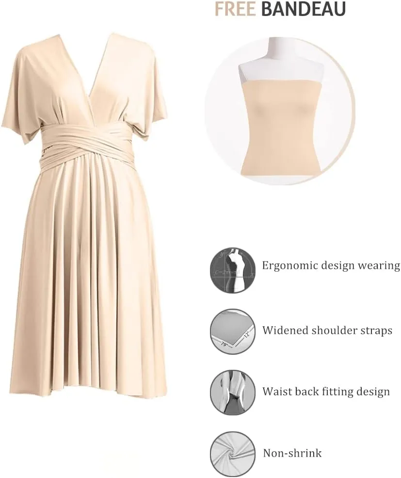 Convertible Dress Short Infinity Dress Transformer Multiway Wrap Dress for Bridesmaid
