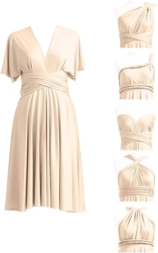 Convertible Dress Short Infinity Dress Transformer Multiway Wrap Dress for Bridesmaid