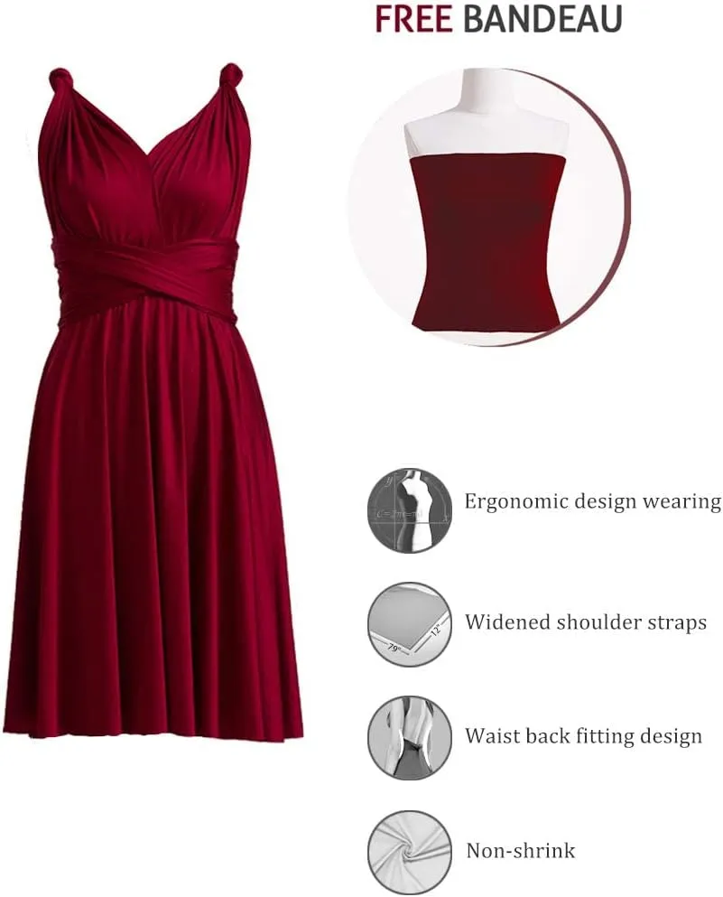 Convertible Dress Short Infinity Dress Transformer Multiway Wrap Dress for Bridesmaid