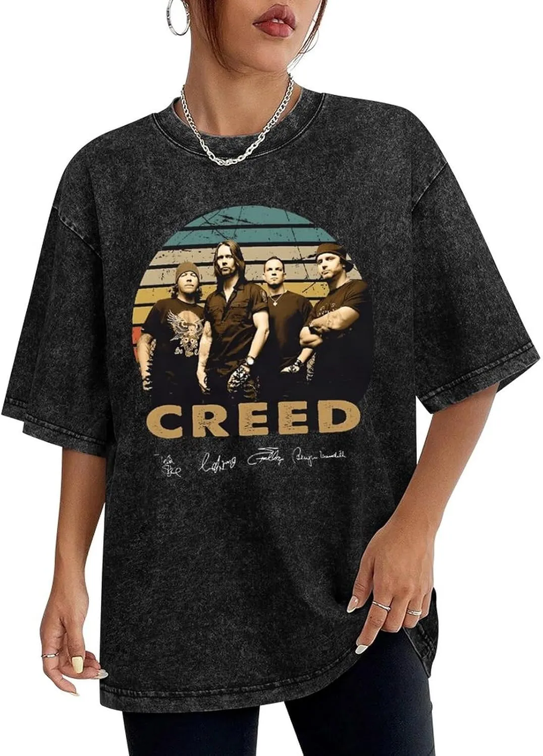 Durable Retro Oversized Cotton T-Shirts Cool Edgy Crew Neck Short Sleeve