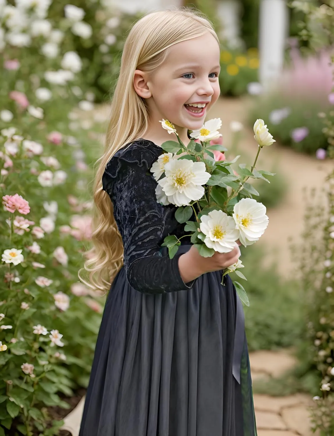 Flofallzique Toddler Girls Dress Long Sleeve Velvet Kids Tulle Tutu Birthday Tea Party Princess Dresses 1-10Y