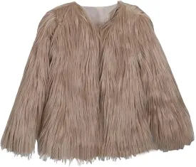 FYEARFOX Womens Plus Size Fall Open Front Cardigan Faux Fur Coat Shaggy Long Sleeve Jacket Warm Coat