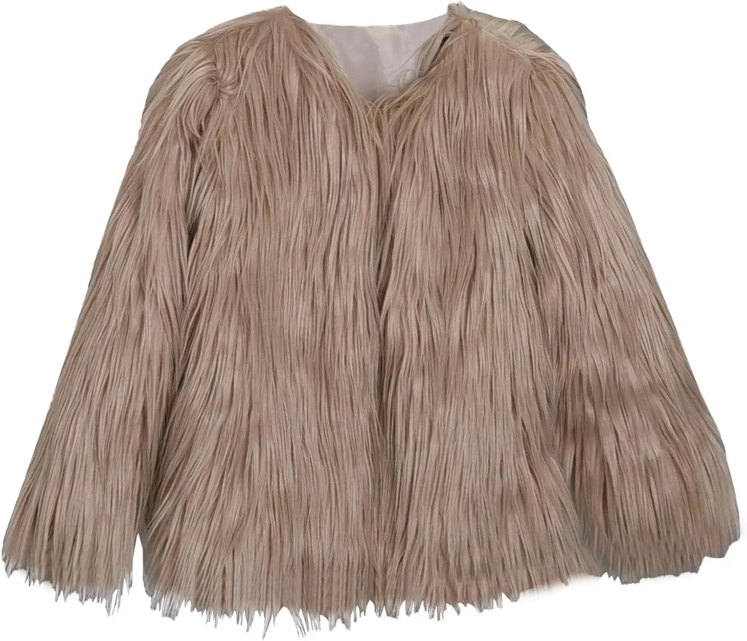 FYEARFOX Womens Plus Size Fall Open Front Cardigan Faux Fur Coat Shaggy Long Sleeve Jacket Warm Coat