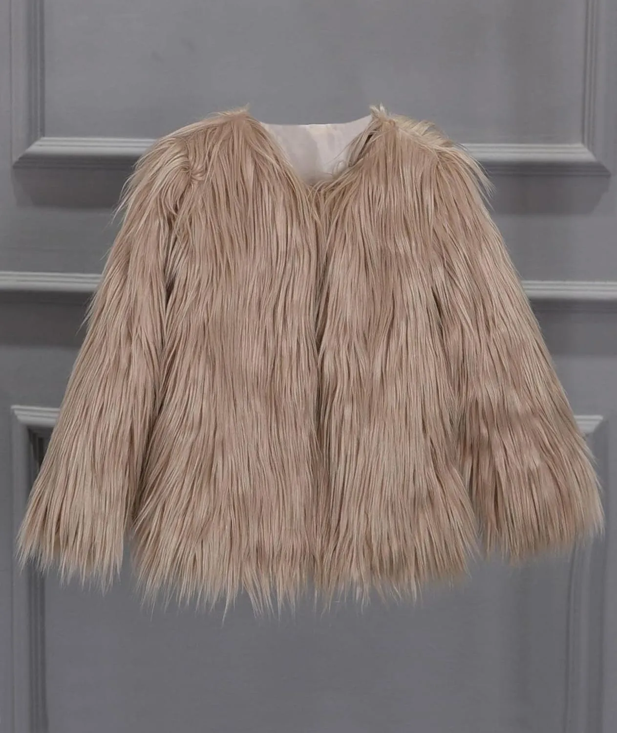 FYEARFOX Womens Plus Size Fall Open Front Cardigan Faux Fur Coat Shaggy Long Sleeve Jacket Warm Coat