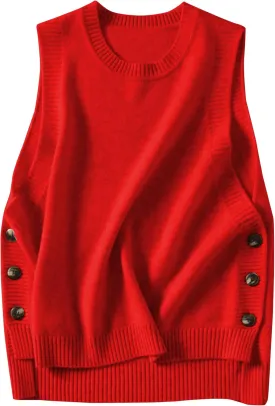 HangNiFang Women's Round Neck Sleeveless Pullover Ribbed Knit Sweater Vest Top