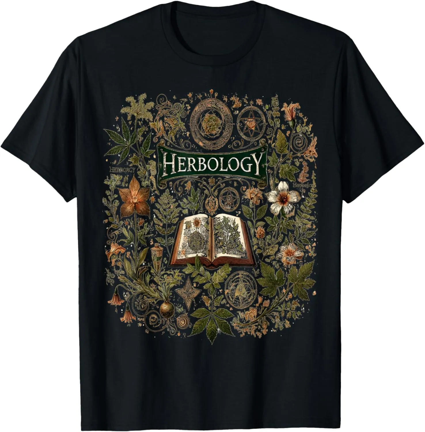 Herbology Plants Botanical Flowers Vintage Gardening Book T-Shirt