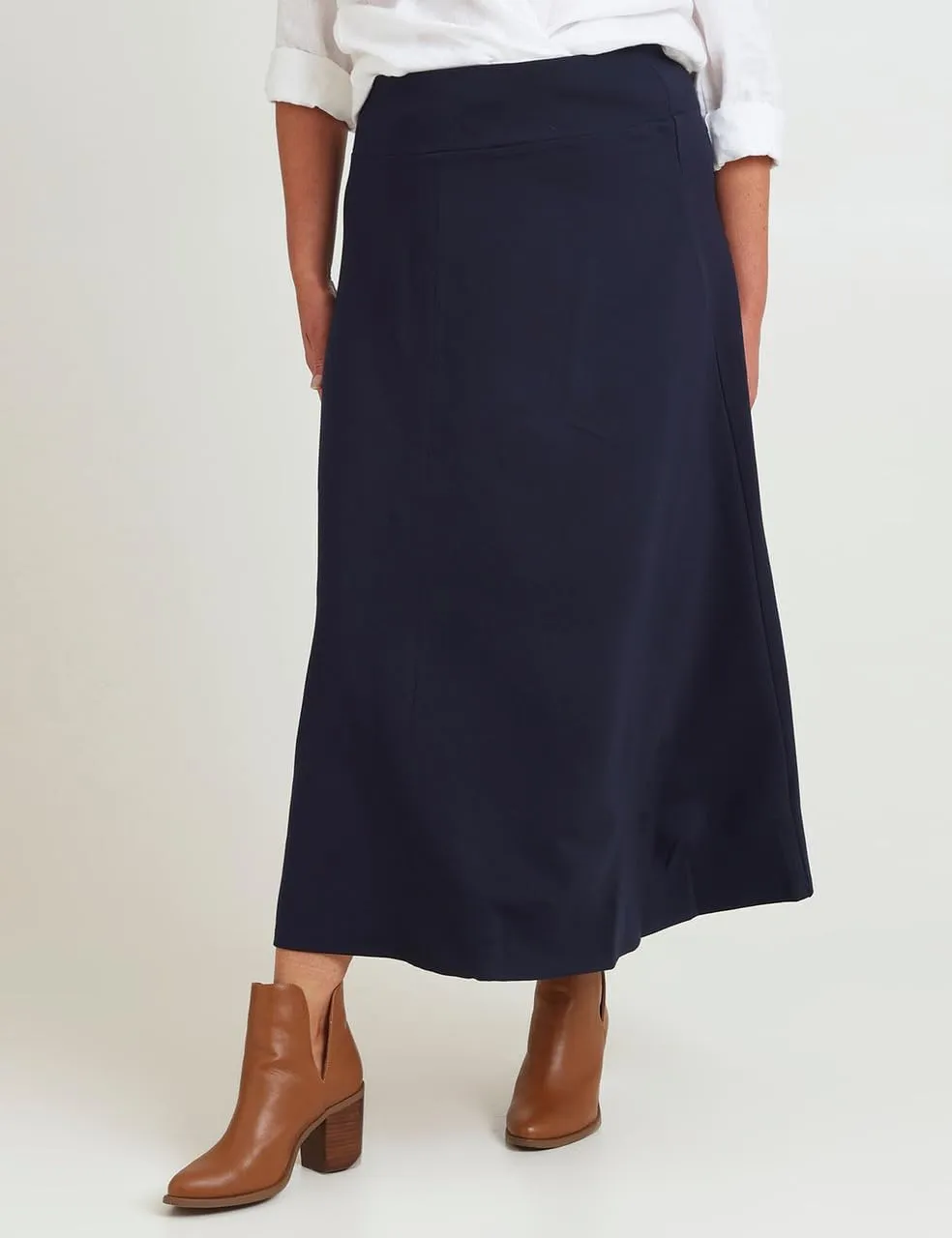 IDEALSANXUN Womens High Waisted A Line Midi Calf Flare Pleated Skirt