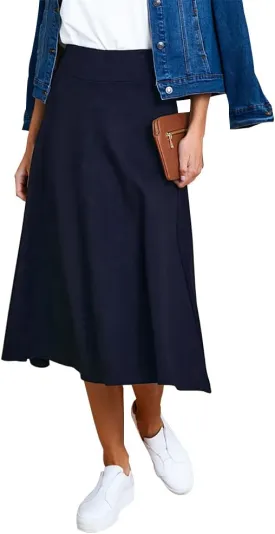 IDEALSANXUN Womens High Waisted A Line Midi Calf Flare Pleated Skirt