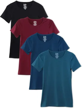Kalon Women's 4-Pack Scoop Neck T-Shirt Base Layer