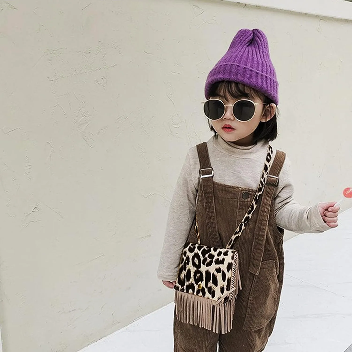 Kids Small Purse for Little Girls Suede Fringe Shoulder Crossbody Bag with Tassel