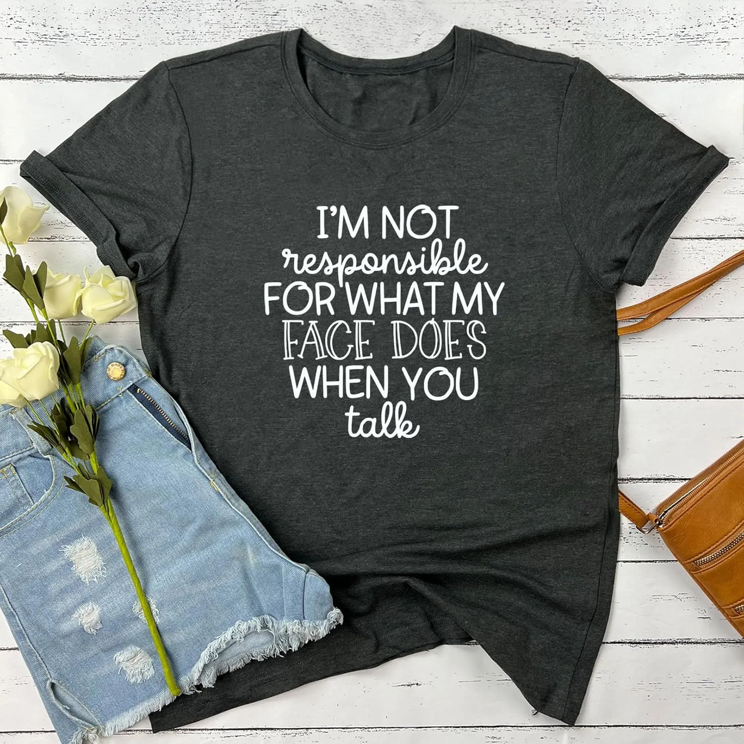 LOOKFACE Women I AM NOT Tee Cute Graphic Soft T Shirts