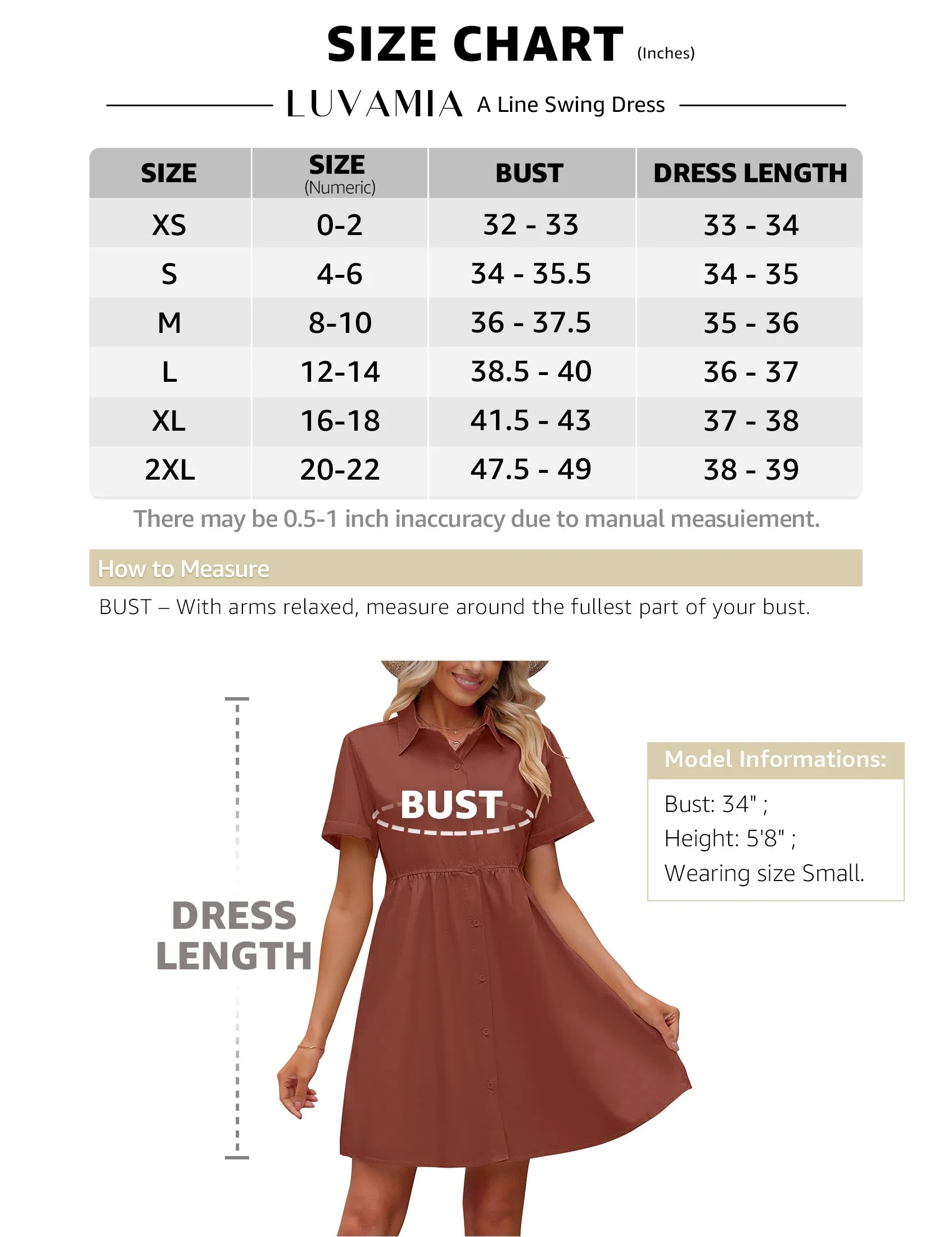 luvamia Shirt Dresses for Women Button Down Babydoll Collared Swing A Line Short Tunic Dress