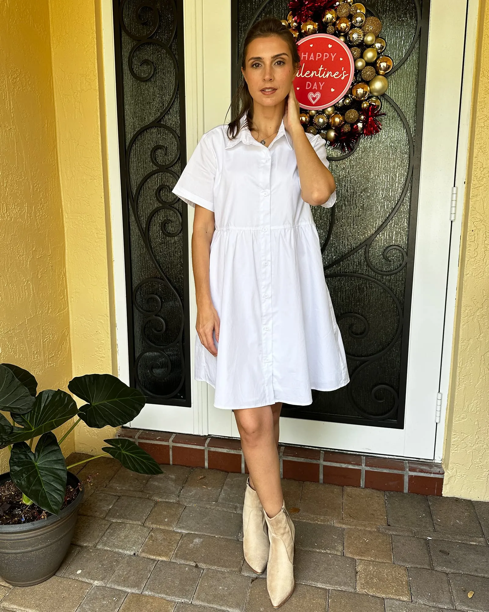 luvamia Shirt Dresses for Women Button Down Babydoll Collared Swing A Line Short Tunic Dress