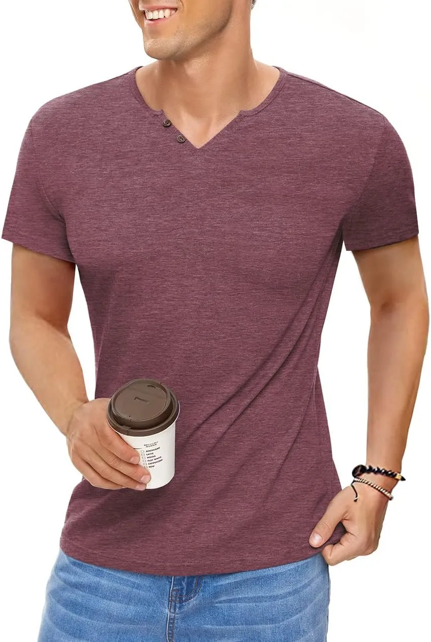 Men's Casual Slim Fit Basic Henley Short/Long Sleeve Fashion T-Shirt