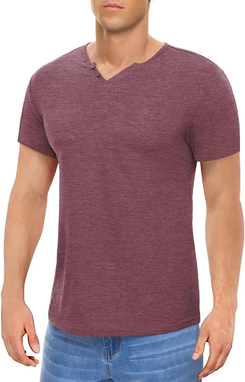 Men's Casual Slim Fit Basic Henley Short/Long Sleeve Fashion T-Shirt
