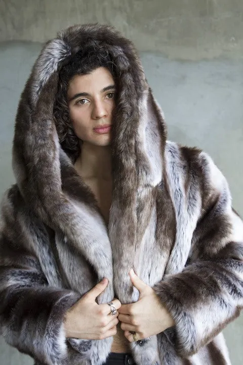 Men's Desert Warrior Coat in "Silver Fox" Chinchilla