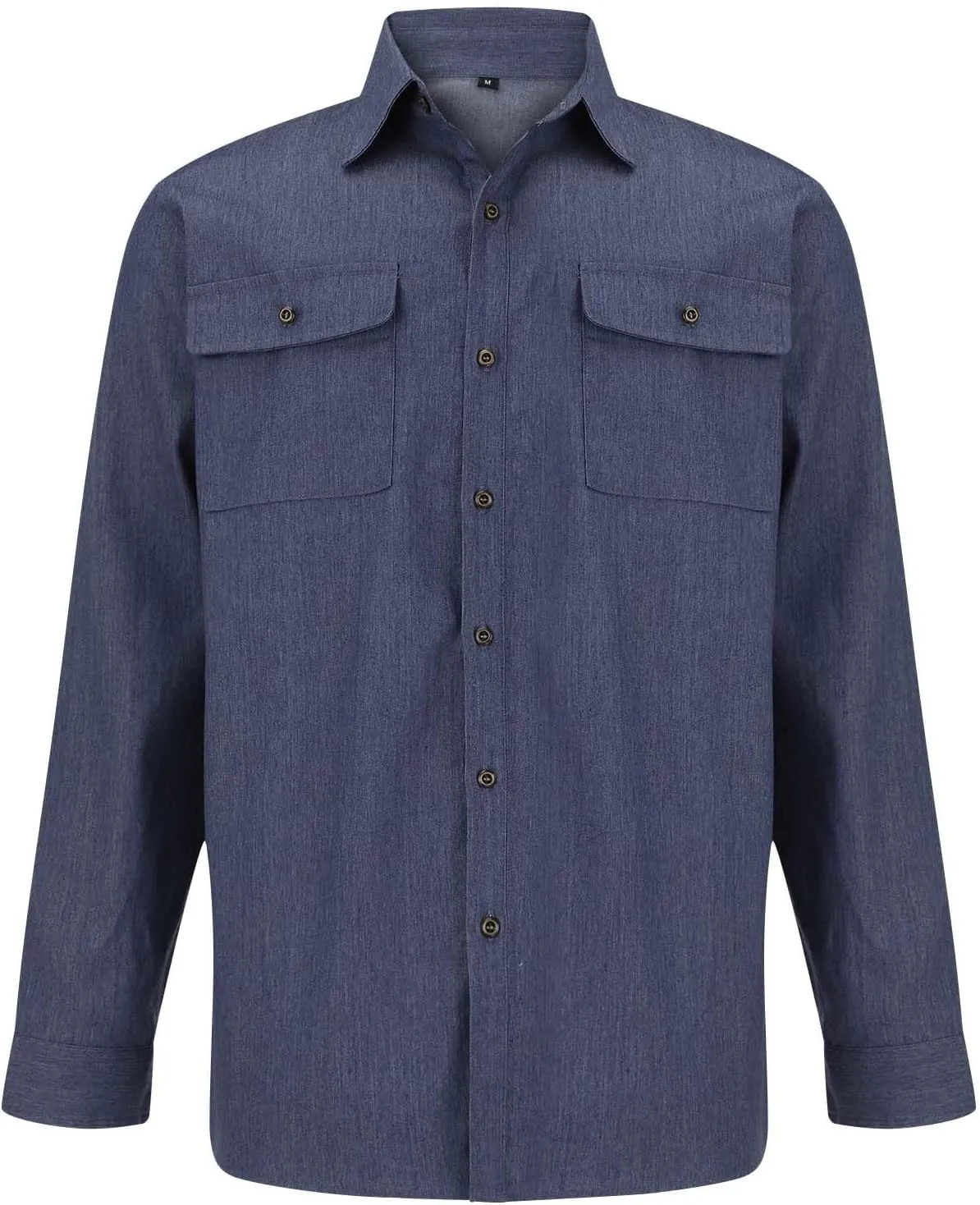 Mens Jeans Slim Fit Stretch Comfy Summer Outdoor Street Denim Shirts Lapel Button Down Long Sleeve Jacket with Pocket