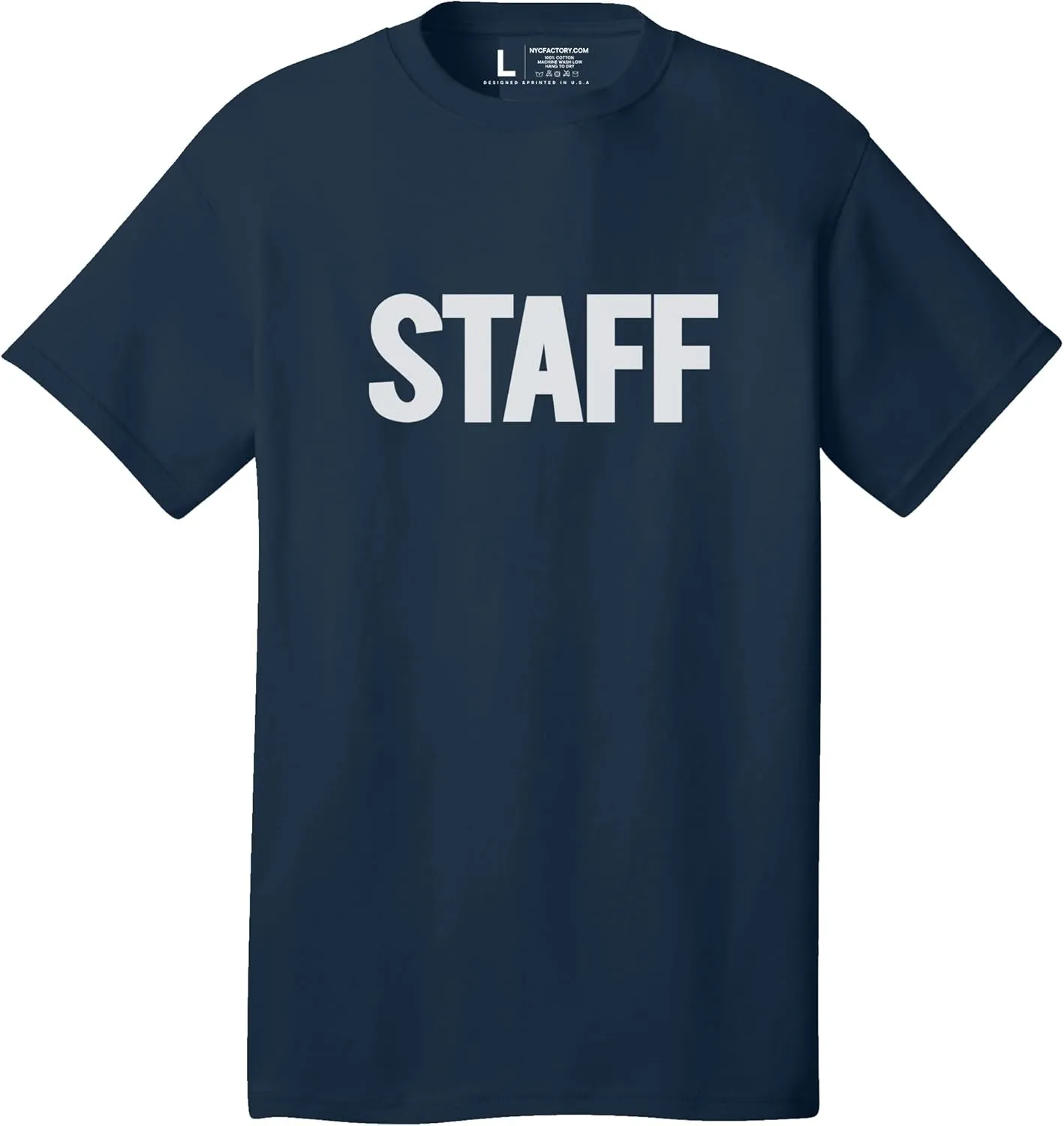 Men's Staff T-Shirt Front Back Print Tee Event Uniform Tshirt