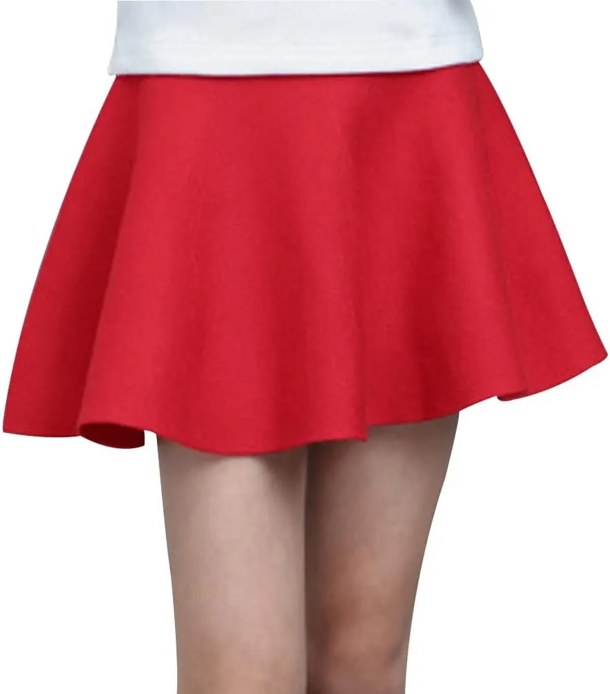 Mesinsefra Little Big Girls' High Waist Knitted Flared Pleated Skirt Casual