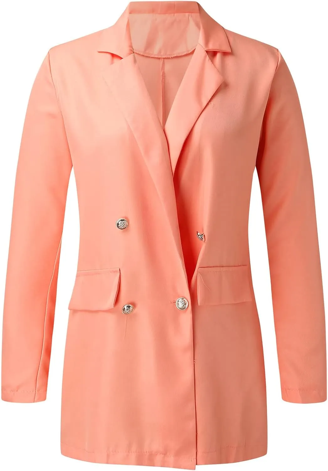 Miyaomn Womens Solid Color Casual Office Blazer Suit Jacket Slim Fit Double Breasted Notched Shawl Collar Sports Coat Outwear