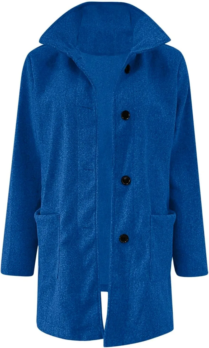 Mmoneyake Long Pea Coats for Women Fall Winter Wool Coats Casual Thicken Stand Collar Single Breasted Peacoat Blazer Jacket