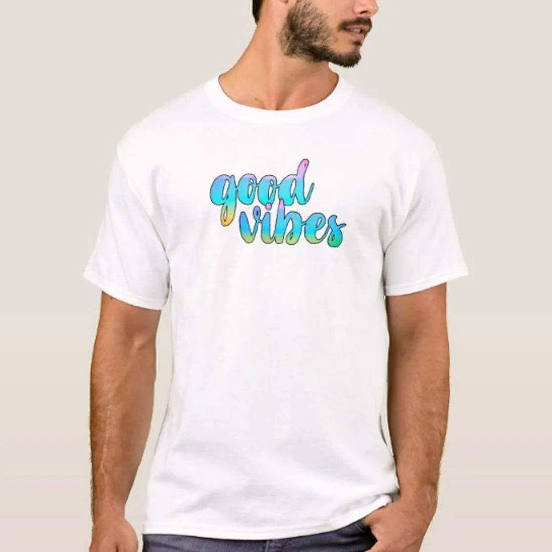 Nutcase Designer Round Neck Men's T-Shirt Wrinkle-Free Poly Cotton Tees - Good Vibes