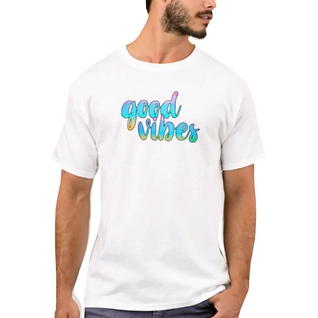 Nutcase Designer Round Neck Men's T-Shirt Wrinkle-Free Poly Cotton Tees - Good Vibes
