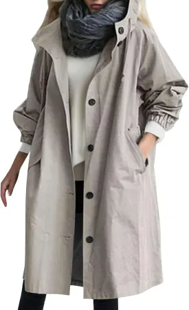 PeQAQ Women's Trench Coat Long Double-Breasted Fall Fashion Windbreaker Jackets 2023 Classic Lapel Slim Overcoat Outerwear