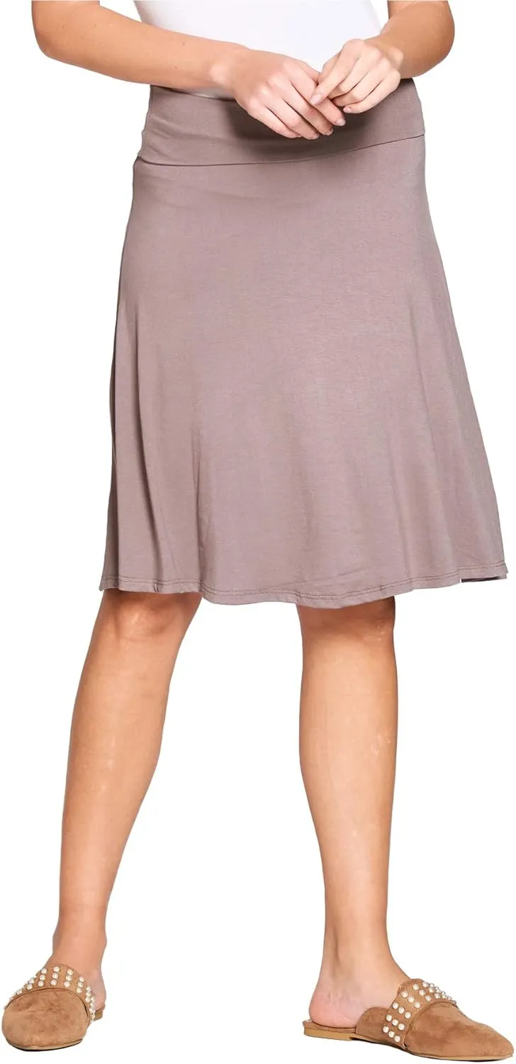 Popana Womens Casual Knee Length A-Line Stretch Midi Skirt Plus Size