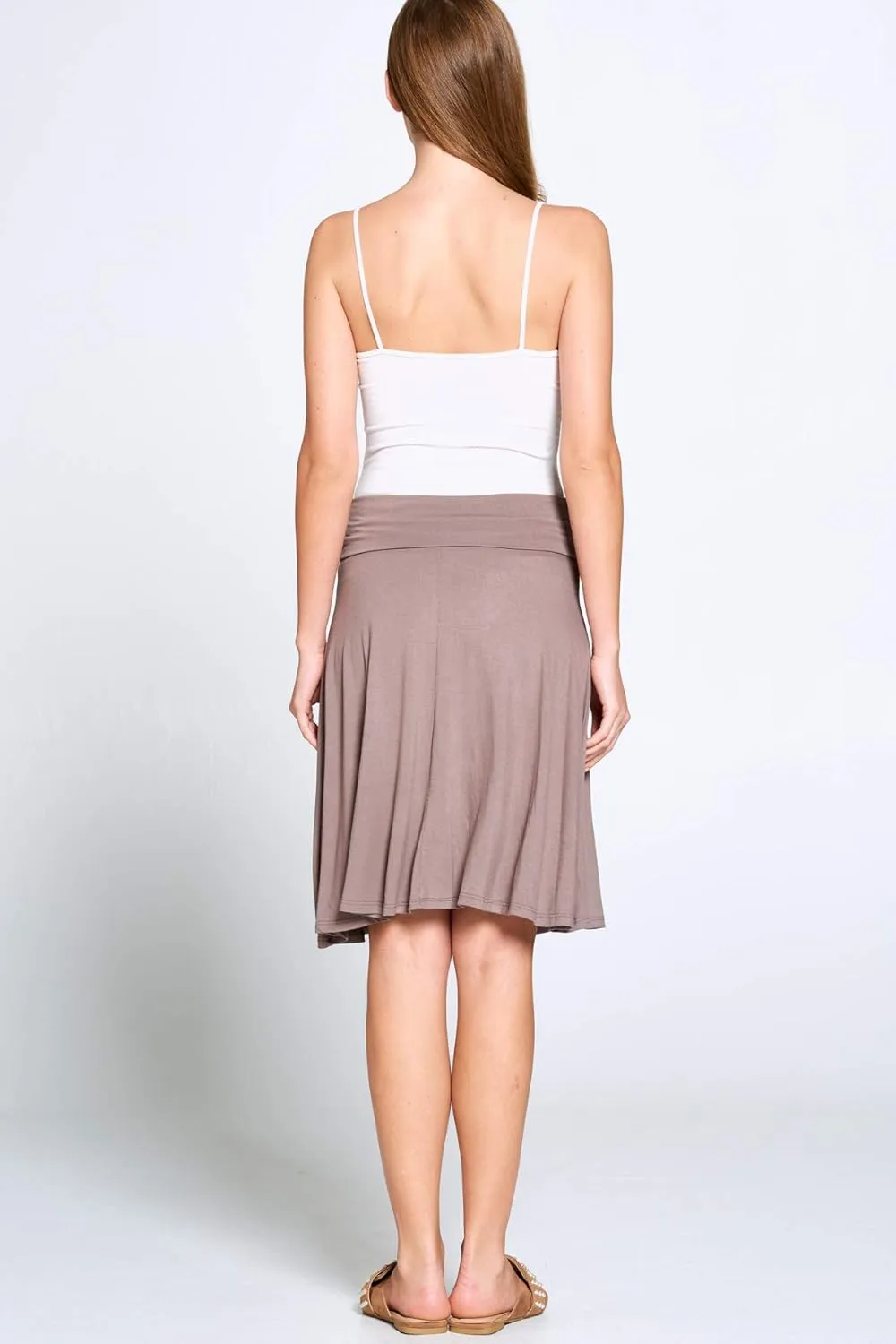 Popana Womens Casual Knee Length A-Line Stretch Midi Skirt Plus Size
