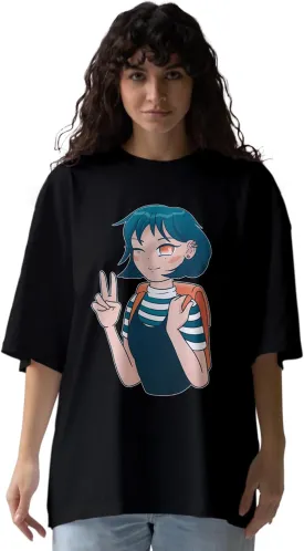 School Girl Trendy Oversized T-Shirts for Women, Cotton T-Shirts, Perfect for Casual Wear & Gifting | WB.6.12