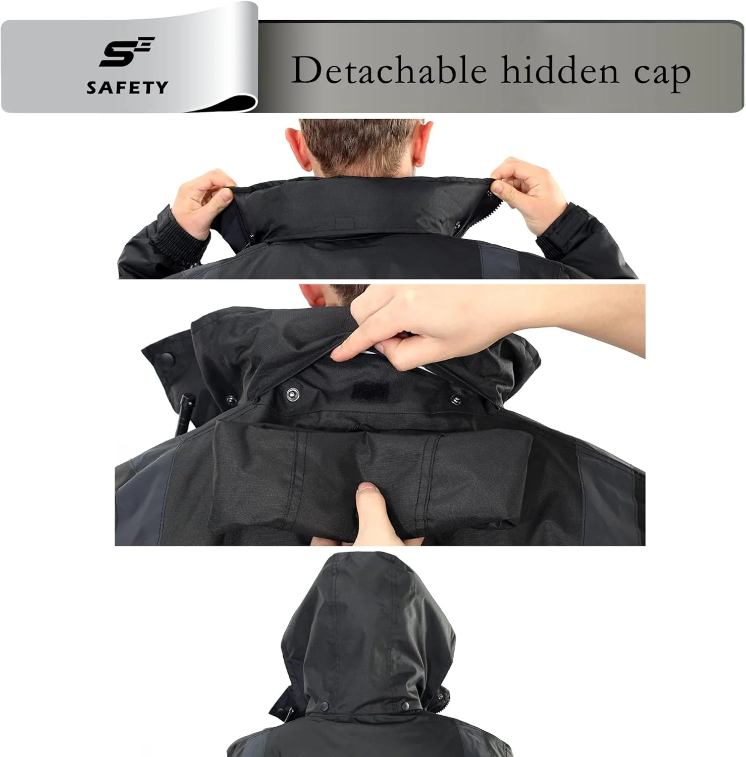 sesafety Reflective Jacket for Men, High Visibility Jackets, Safety Jackets for Men, Hi Vis Construction Bomber Jackets Waterproof with Pockets and Zipper, Black Bottom, Class 3