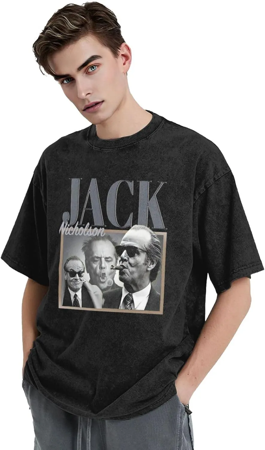 Shirt Men's Oversized Loose Fit Vintage Washed Cotton Casual T-Shirts