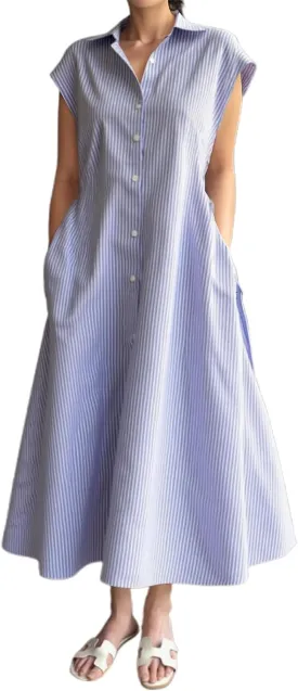 T Shirt Dress for Women with Waist Tie Casual Loose Fit Beach Cover Ups Striped Beach Short Sleeve Sundress with Pocket