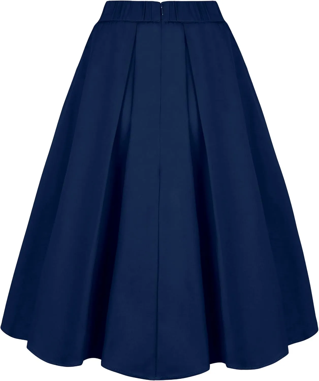 Tandisk Women's Vintage A-line Printed Pleated Flared Midi Skirt with Pockets