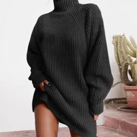 TIAFORD Women Sweater Dress Oversized Turtleneck Long Sleeve Knit Pullover Sweater Casual Chunky Loose Shift Tunic Dress