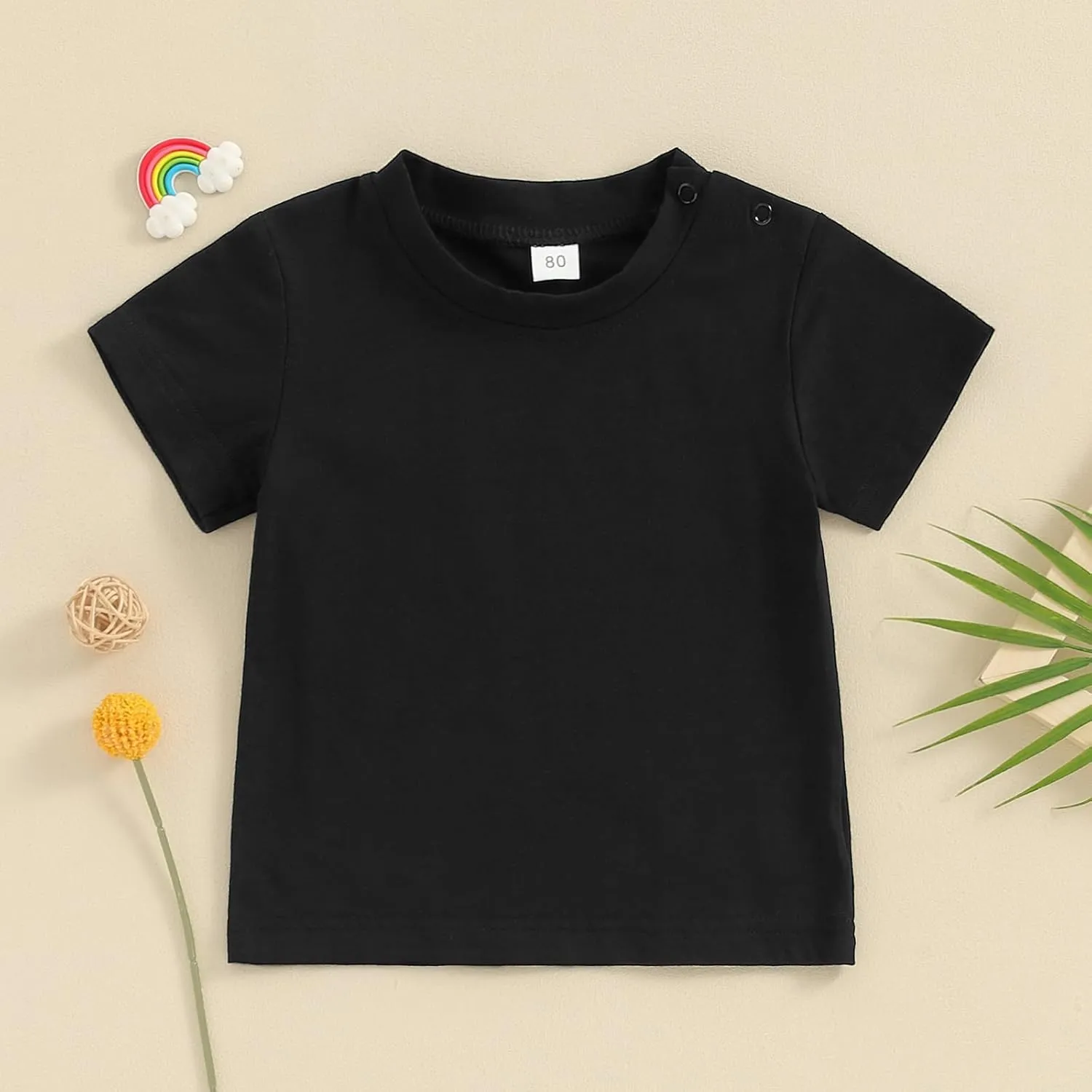 Toddler Baby Boy Girl Short Sleeve Crew Neck T Shirt Pullover Sweatshirt Summer Basic Tee Solid Casual Clothes