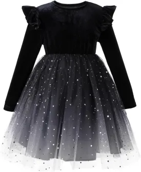 Toddler Baby Girl Christmas Dress for Girls Long Sleeve Girls Velvet Tutu Winter Party Dress