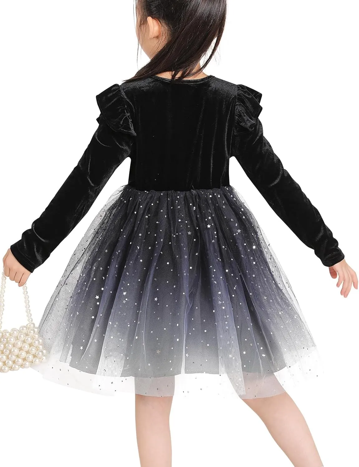 Toddler Baby Girl Christmas Dress for Girls Long Sleeve Girls Velvet Tutu Winter Party Dress