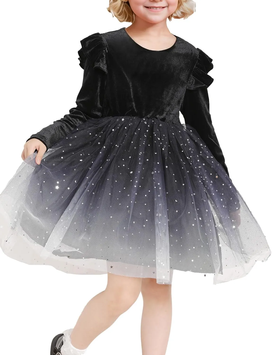 Toddler Baby Girl Christmas Dress for Girls Long Sleeve Girls Velvet Tutu Winter Party Dress