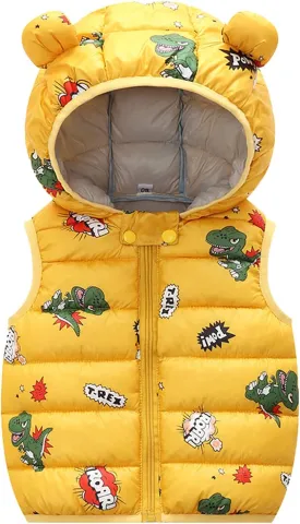 Toddler Baby Puffer Vest with Hood Ears Hooded Sleeveless Bubble Jacket Insulated Padded Vest Bear Ear