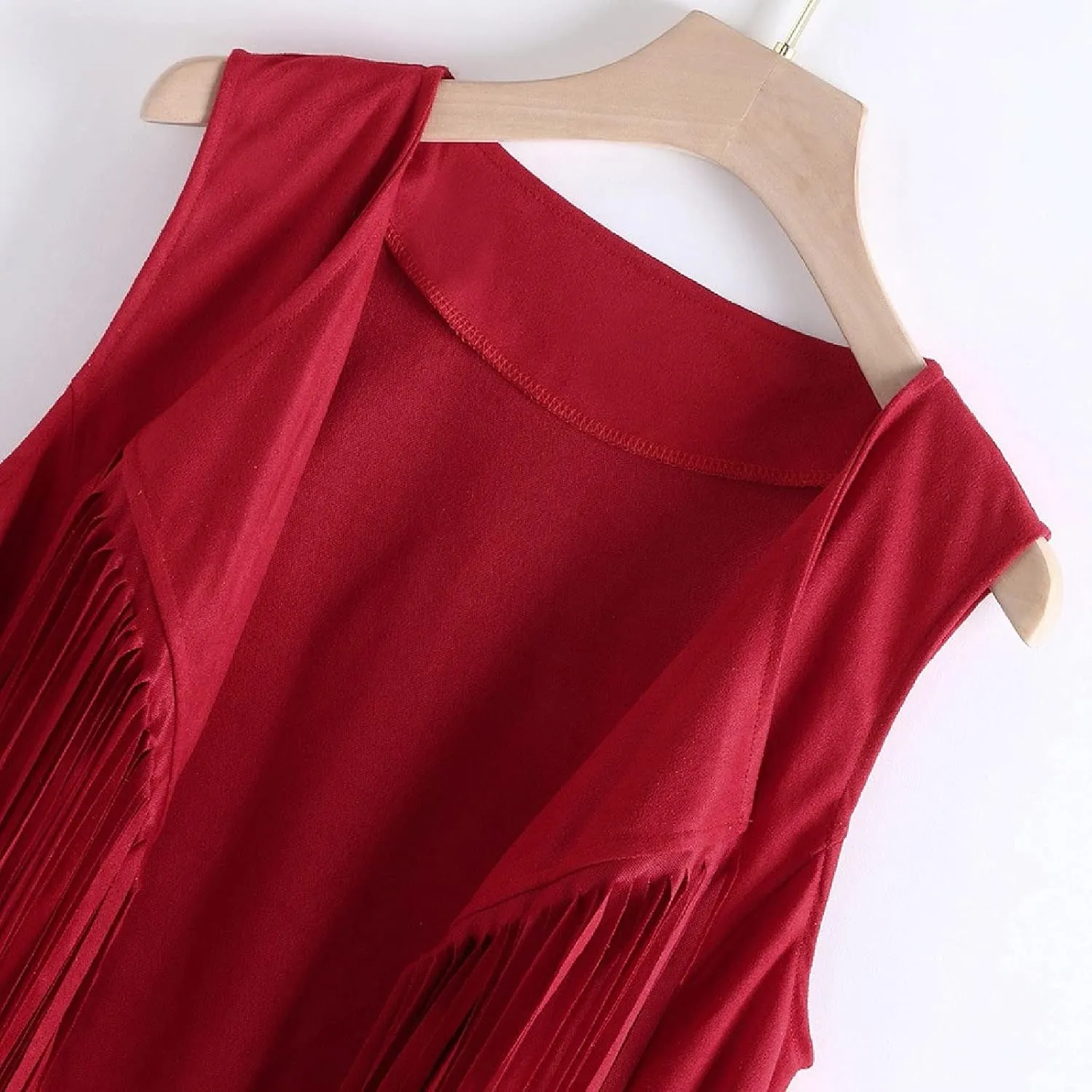 Trendy Faux Suede Fringe Jacket for Women 70s Hippie Cardigans Vest Motorcycle Tassels Sleeveless Coats